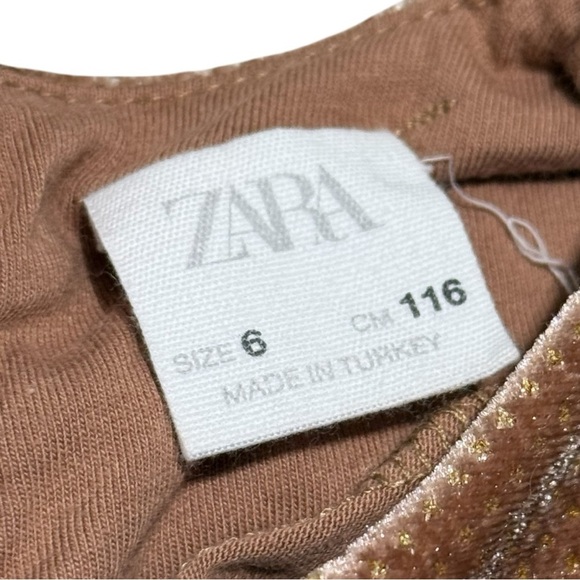 Zara Girls Velvet Polka Dot Metallic Fit and Flare Dress Size 6 - Picture 5 of 6